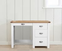 somerset oak and white single pedestal dressing table