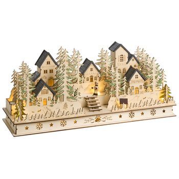 Decoración De Navidad De Madera Iluminado Con Led Adorno A Pilas Marrón Claro Vansjo