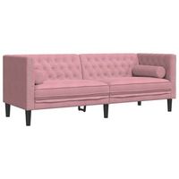 sofa chesterfield 3 plazas  sofa de descanso con cojines terciopelo rosa