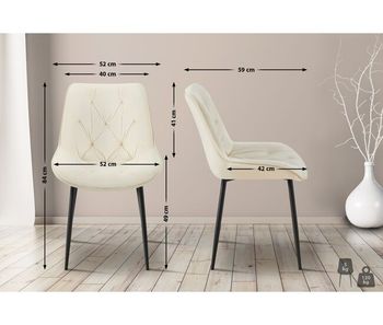 Lote de 2 sillas de comedor terciopelo wallace crema 59x52x84 cm
