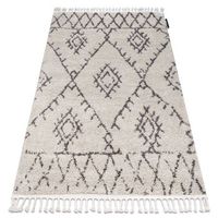 alfombra berber fez g0535 cremamarron franjas bereber marroqui shag 140x190 cm