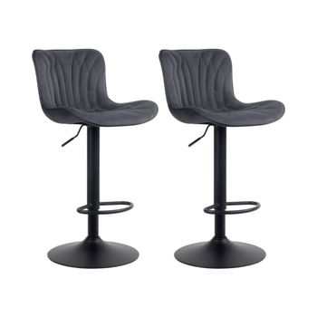 Set de 2 Taburetes de bar regulable en Terciopelo Negro