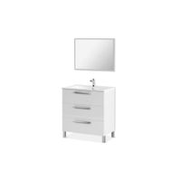 mueble de bano blanco 3 cajones  espejo melamina blanco brillo
