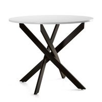 mesa redonda blake industrial de o90 cm con patas metalicas entrecruzado blanco y negro