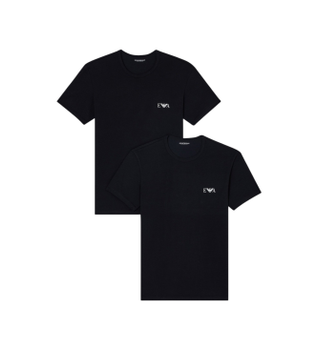 Emporio Armani para hombre. EM001849_AF14131 Set 2 camisetas Homie de corte ceñido negro (S), Homewear, Algodón, Manga corta