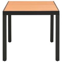 mesa de jardin  mesa de exterior de aluminio y wpc marron 80x80x74 cm