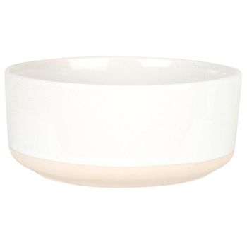 Cuenco de cerámica blanca y beige