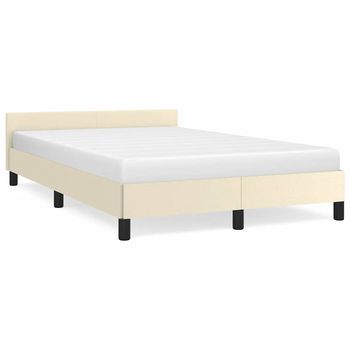 Estructura De Cama Con Cabecero Cuero Sintético Crema 120x200cm