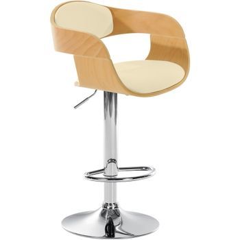 Taburete De Bar Kingston Simil Cuero Natural/crema 48x50x88 Cm Clp
