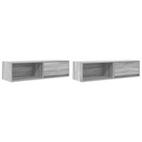 muebles de tv 2 uds  mueble de salon  mesa de tv madera ingenieria gris sonoma 100x31x255cm