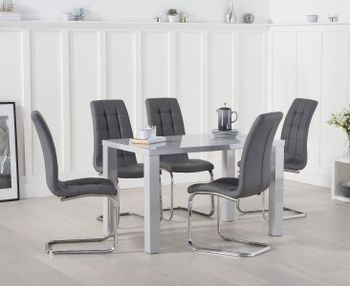 Atlanta 120cm Light Grey High Gloss Dining Table with Lorin Chairs