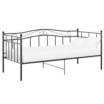Cama De Adulto | Estructura De Sofá Cama Sin Colchón Metal Negro 90x200 Cm
