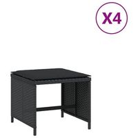taburetes de jardin  otomana de jardin  reposapies de jardin con cojines 4 uds ratan pe negro 40x40x35cm