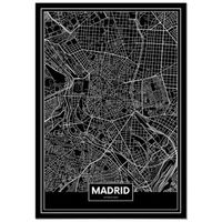 panorama carton pluma mapa negro de madrid 70 x 100 cm  impreso en carton pluma de alta calidad  cuadros decoracion salon  cuadros para dormitorio