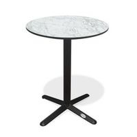 mesa de jardin redonda en acero y tablero hpl