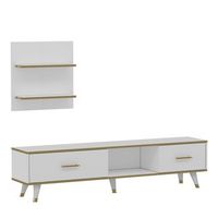 mueble tv aren blanco oro