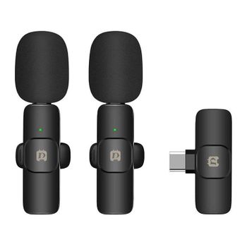 Micrófono Puluz PU3151B Lavalier inalámbrico omnidireccional USB-C con reducción de ruido