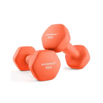 Mancuernas Hexagonales con Superficie de Vinilo para Fitness Ejercicio, Naranja Papaya / 2 x 3kg