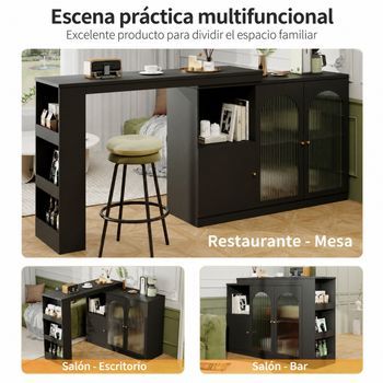 Mueble Bar Giratorio De 360 Grados, Negro, Mdf, 120 X 40 X 97 Cm
