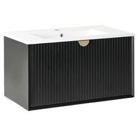 mueble de bano con lavabo de madera sintetica con almacenaje 80 x 43 cm negro bonaire