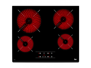 Placa vitrocerámica - Teka TZ 6415, 4 zonas, Zona grande 21 cm, Touch Control, 60 Negro