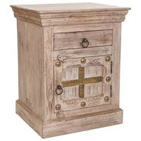 mesita de madera artesanal beige 53x45x66h cm