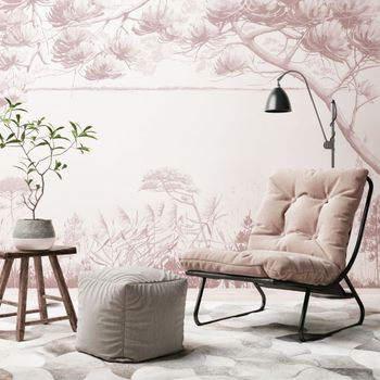 Papel pintado panorámico junto al lago, rosa 375 x 250cm