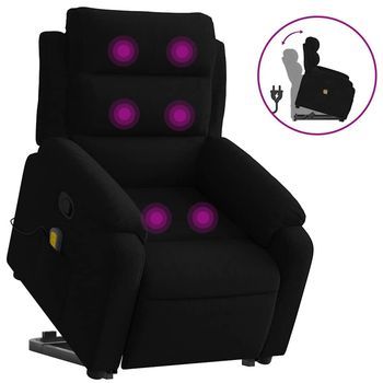 Sillón Reclinable De Masaje Elevable Terciopelo Negro Vidaxl