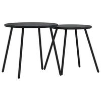 mesitas de jardin  mesa de exterior redondas 2 ud acero recubrimiento polvo negro
