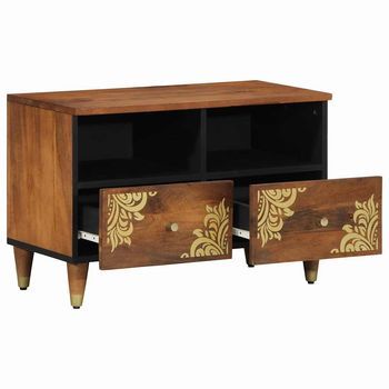 Mueble De Tv | Mueble De Salón | Gabinete De Tv Marrón Miel 70 X 33 X 46 Cm Madera De Mango Maciza