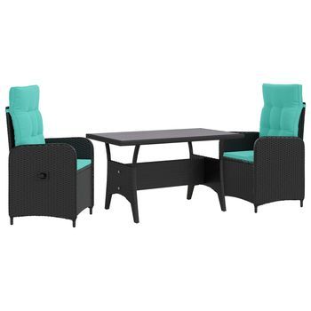 Juego De Comedor Para Exteriores 3 Uds. Negro Y Turquesa Vidaxl