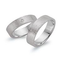 alianzas 14 quilates oro blanco con diamante