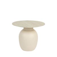 mesa auxiliar redonda efecto travertino o50cm - beige