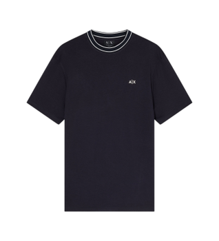 A|X Armani Exchange para hombre. XM002484AF21936UB101 Camiseta casual azul marino (XL), Blanco, Algodón, Manga corta