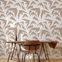 papel pintado panoramico de pajaros beige 170 x 250cm