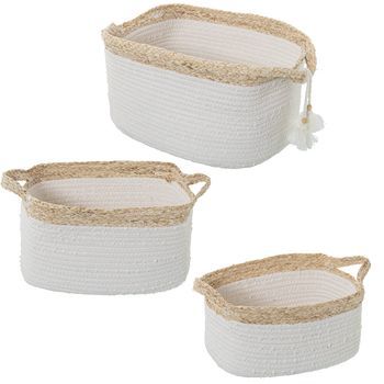 Set 3 Cestos Natural Y Blanco