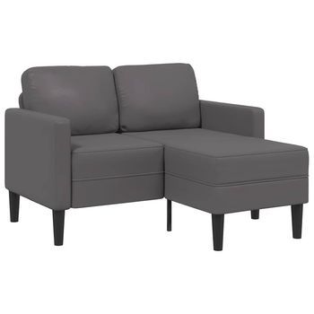 Sofá De 2 Plazas Con Chaise Longue En Forma De L, Color Gris, 125 Cm, Piel Sintética Vidaxl