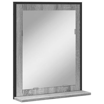 Espejo De Baño Con Estante Madera Ingeniería Gris Sonoma