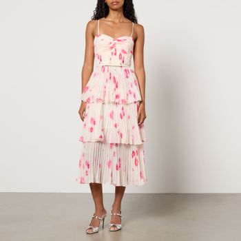 Self-Portrait Floral-Print Chiffon Midi Dress - UK 16