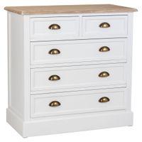 comoda de madera de 5 cajones blanco
