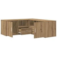 mueble de esquina madera ingenieria roble artisian 200x40x45 cm vidaxl