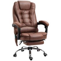 vinsetto silla de masaje silla de oficina con calefaccion reclinado y altura ajustable marron   aosom espana