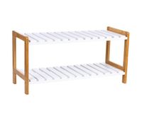 banco zapatero compacto y elegante de madera blanca con medidas de 70x26x345h cm