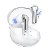 soundpeats auriculares inalambricos bluetooth de color blanco transparente auriculares intrauditivos bluetooth 53 40 horas de tiempo de reproduccion microfono dual con controlador de 12 mm y