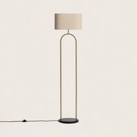 ledkia lighting - lampara de pie metal brilthor  diseno moderno y versatil  compatible con bombilla e27  para salon y dormitorio  acabado en dorado metal y tela