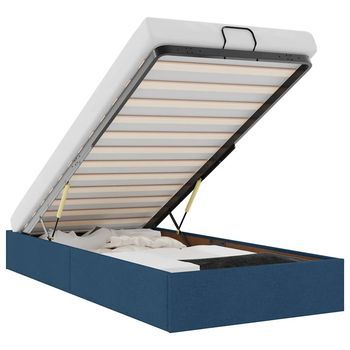 Estructura De Cama Otomana Sin Colchón Tela Azul 80x200cm Vidaxl