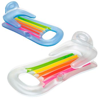 Intex - Colchoneta hinchable con respaldo y portabebidas 160x85 cm para piscina y playa, resistente 2 cámaras de aire, ideal verano, incluye parche reparación