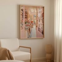 cuadro libreria rosa marco premium chapado en roble 30x40 cm