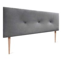 dhome cabecero de terciopelo liso con botones 160x105 con patas camas 150160 - gris ceniza