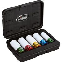 vigor v2257 juego de llaves de vaso de impacto rcuadrado hueco 12 pulgadas 125 mm r perfil de hexagono exterior r 15 r 22 r numero de herramientas 5